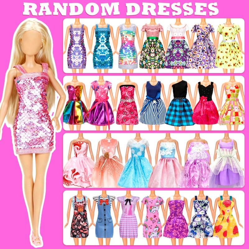 Bymore 138 Pcs Doll Clothes and Accessories, 5 Wedding Gowns 9 Fashion Dresses 3 Tops 3 Pants 3 Bikini Swimsuits 20 Shoes for 11.5 inch Doll Christmas Stocking Stuffers Girls Gift Age 5-7 8-10 - Image 3